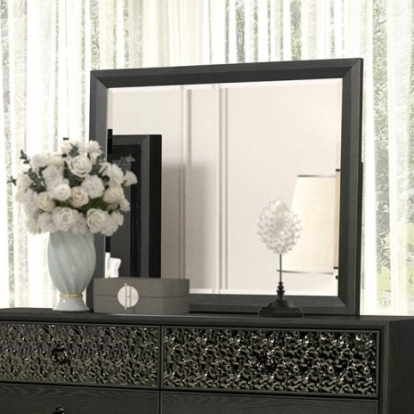 Furniture of America Bashford Modern Contemporary Metal Oak Veneer Solid Rubberwood Espresso Mirror Model FM79008ES-M