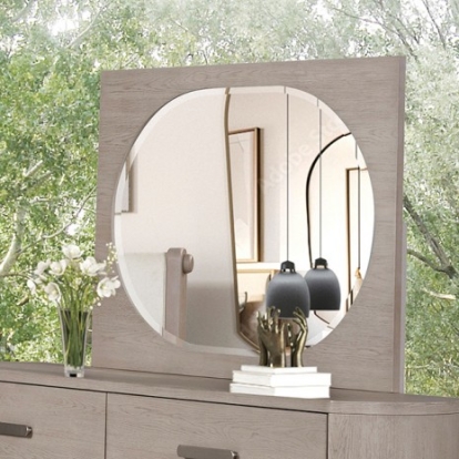 Furniture of America Pocatello Modern Contemporary Engineered with Wood Fabric Oak Veneer Solid Rubberwood White Oak Mirror Model FM79010AK-M