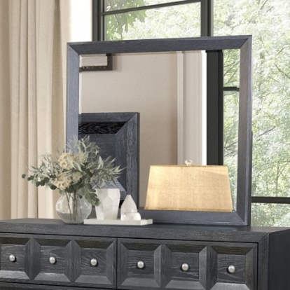 Furniture of America Hatton Cross Modern Classic Engineered with Wood Solid Rubberwood White Oak Veneer Weathered Black Mirror Model FM79011BK-M