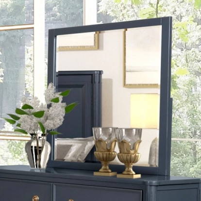 Furniture of America Altamira Modern French Solid Rubberwood Malta Blue Mirror Model FM79012BL-M