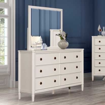 Furniture of America Altamira Modern French Solid Rubberwood White Dresser Model FM79012WH-D