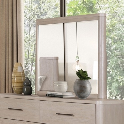 Furniture of America Fareham Modern Engineered with Wood Oak Veneer Solid Rubberwood Oak Mirror Model FM79013AK-M