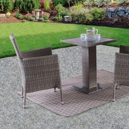 Furniture Of America Aminta Contemporary Aluminum, Marble, Pe Rattan Wicker, Polyester Fiber, Steel Gray Patio Bistro Set | FM80004GY-3PC-06GY-Chair