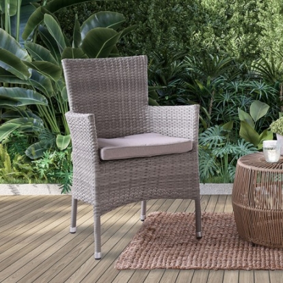 Furniture Of America Galina Contemporary Aluminum, Pe Rattan Wicker, Polyester Fabric, Steel Gray Stacking Chair (2/Stack) | FM80006GY-CH-2PK