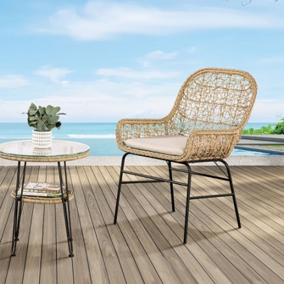 Furniture Of America Zalika Contemporary Fabric, Foam, Pe Rattan, Steel Natural 3 Pc. Conversation Set | FM80010NT-T-3PC