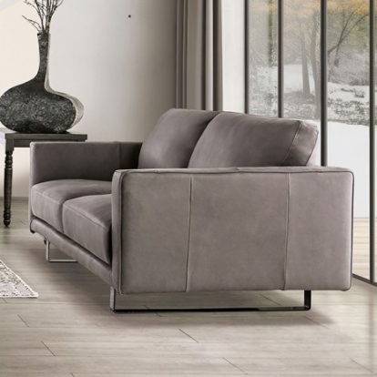Furniture of America Mezzanotte Contemporary Engineered with Wood Real Italian Leather Gray Loveseat Model FM90000GY-LV-PK