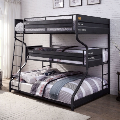 Lodida Black Full/Twin/Queen Triple Decker Bed Model FOA-BK653-BED by Furniture of America