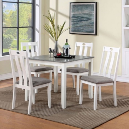Furniture of America Dunseith Transitional Linen-Like Solid with Wood Veneer White-Gray 5 Pc. Dining Set Model FOA3388T-5PK