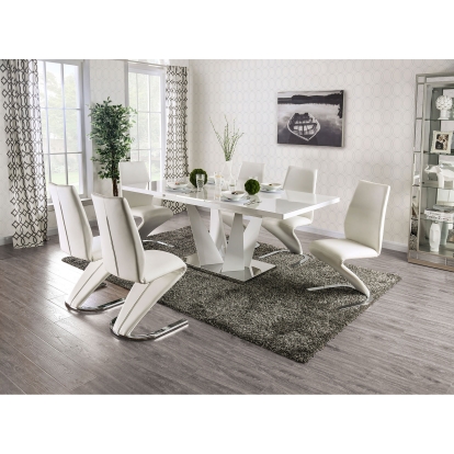 Zain White/Chrome 7 Piece Dining Table Set Model FOA3742T-7PC by Furniture of America