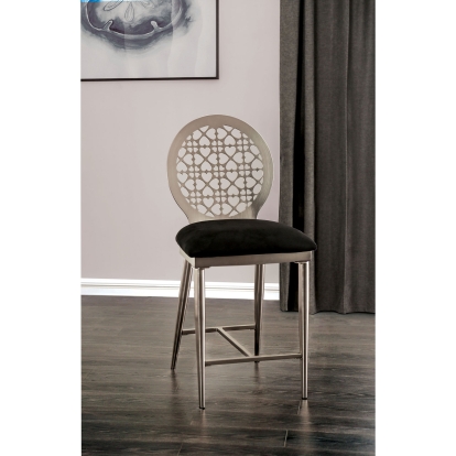 Abner Silver/Black Counter Height Chair (Set of 2) Model FOA3743PC-2PK by Furniture of America