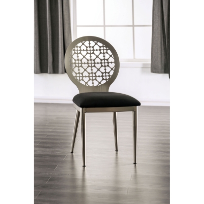 Abner Silver/Black Side Chair (Set of 2) Model FOA3743SC-2PK by Furniture of America