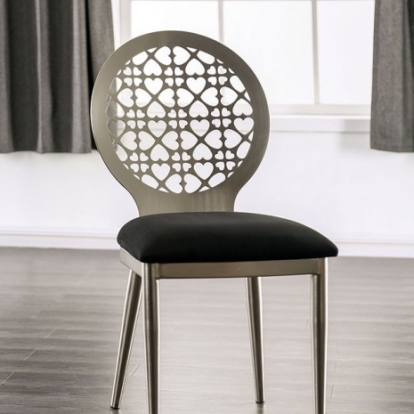 Furniture of America Abner Contemporary Microfiber Steel Silver-Black Side Chair (2-Ctn) Model FOA3743SC-2PK