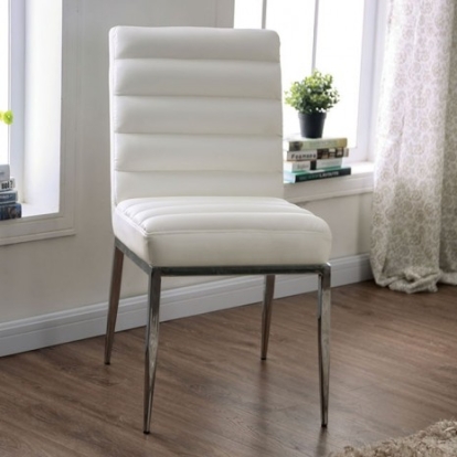 Furniture of America Cilegon Contemporary Leatherette Metal White Side Chair (2-Ctn) Model FOA3746SC-2PK