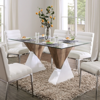 Binjai White/Natural Tone Dining Table Model FOA3747T-TABLE by Furniture of America