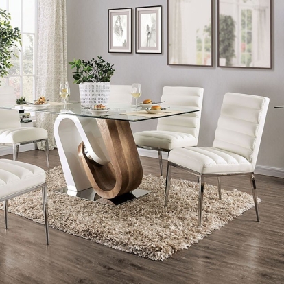 Cilegon White/Natural Tone Dining Table Model FOA3748T-TABLE by Furniture of America