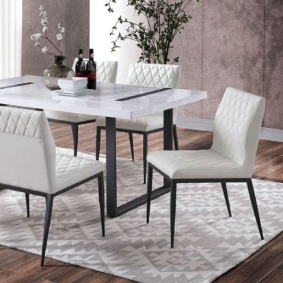 Furniture of America Alessia Contemporary Metal Solid with Wood Veneer White-Black Dining Table Model FOA3769T
