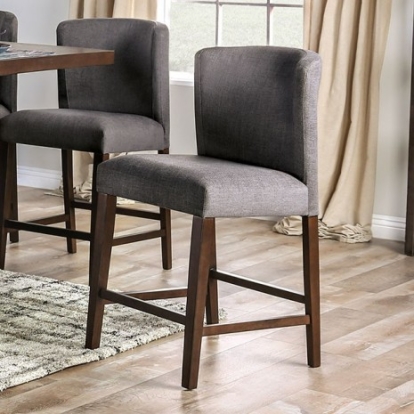 Furniture of America Macedo Transitional Fabric Solid with Wood Veneer Black-Ivory Counter Ht. Chair (2-Ctn) Model FOA3779PC-2PK