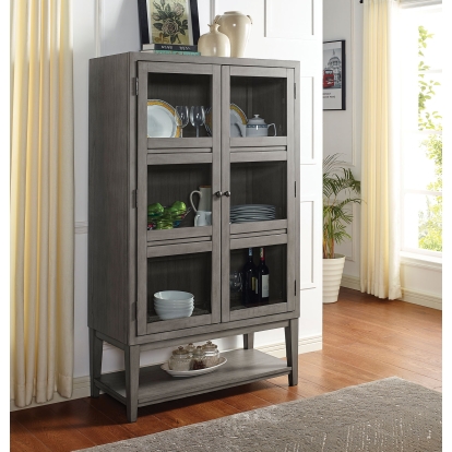 Marla Gray Curio with 5mm Tempered Glass Model FOA3785CR by Furniture of America