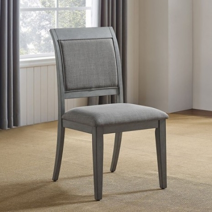 Furniture of America Marla Transitional Fabric Solid with Wood Veneer Gray Side Chair (2-Ctn) Model FOA3785SC-2PK
