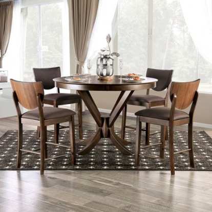 Furniture Of America Marina Transitional Solid Wood, Wood Veneer, Others Walnut Counter Ht. Table | FOA3787RPT-TABLE