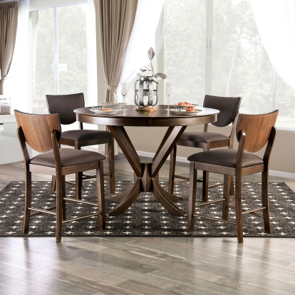 Marina Walnut 5 Piece Dining Table Set Model FOA3787RPT-5PC by Furniture of America