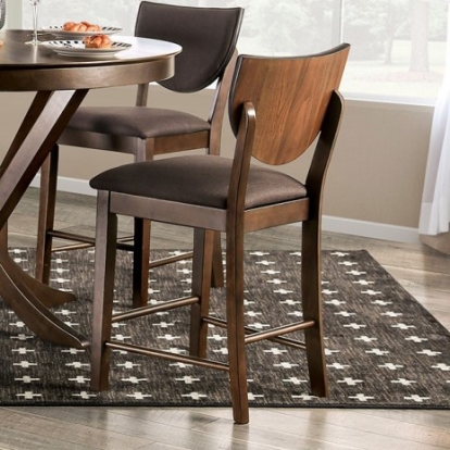 Furniture of America Marina Transitional Fabric Solid with Wood Veneer Walnut-Dark Chocolate Counter Ht. Chair (2-Ctn) Model FOA3787PC-2PK