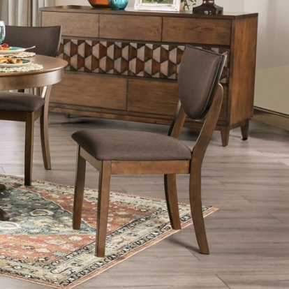 Furniture of America Marina Transitional Fabric Solid with Wood Veneer Walnut-Dark Chocolate Side Chair (2-Ctn) Model FOA3787SC-2PK