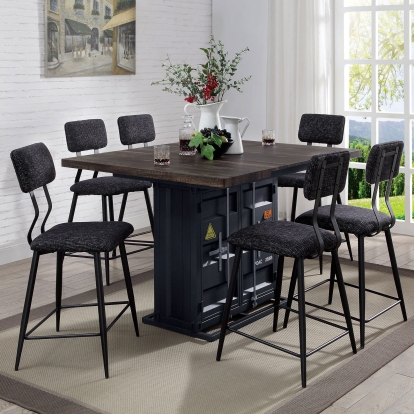 Esdargo Black/Distressed Dark Oak Counter Height Table Model FOA3791PT-TABLE by Furniture of America