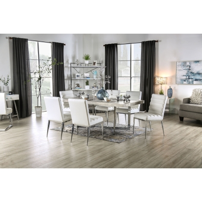 Sindy Light Gray/Chrome Dining Table Model FOA3798T-TABLE by Furniture of America