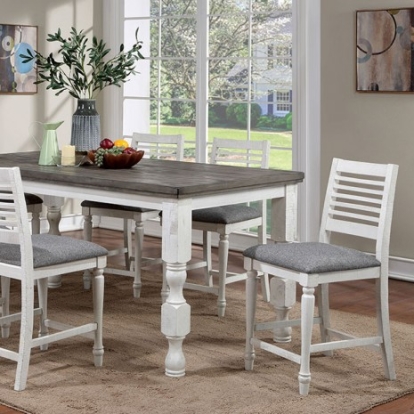 Furniture Of America Calabria Rustic Solid Wood, Others Antique White/Gray Counter Ht. Table | FOA3908PT