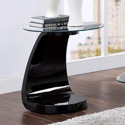 Furniture of America Nahara Contemporary Glass Black End Table Model FOA4042BK-E-TABLE