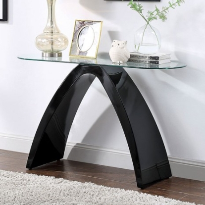 Furniture of America Nahara Contemporary Glass Black Sofa Table Model FOA4042BK-S-TABLE