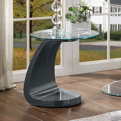 Furniture of America Nahara Contemporary Glass Gray End Table Model FOA4042GY-E-TABLE