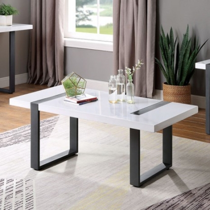 Furniture of America Eimear Contemporary Metal White-Black Coffee Table Model FOA4403C