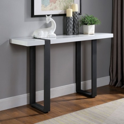 Furniture of America Eimear Contemporary Metal White-Black Sofa Table Model FOA4403S