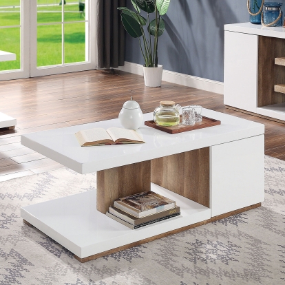 Moa White/Natural Tone Coffee Table Model FOA4495C by Furniture of America