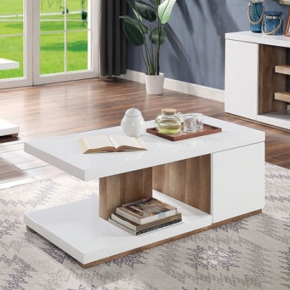 Furniture of America Moa Contemporary Solid with Wood White-Natural Tone Coffee Table Model FOA4495C