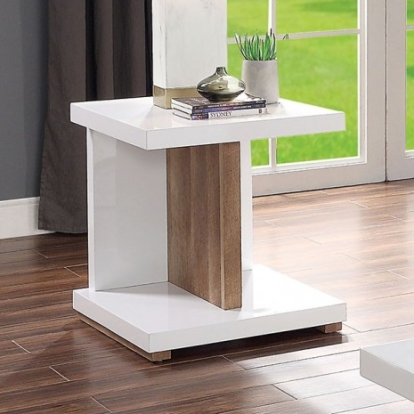 Furniture of America Moa Contemporary Solid with Wood White-Natural Tone End Table Model FOA4495E