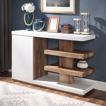 Furniture Of America Moa Contemporary Solid Wood, Others White/Natural Tone Sofa Table | FOA4495S