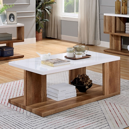 Majken White/Natural Tone Coffee Table Model FOA4496C by Furniture of America