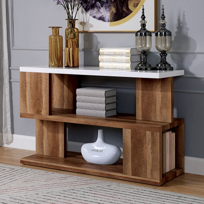 Majken White/Natural Tone Sofa Table Model FOA4496S by Furniture of America