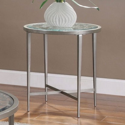 Furniture of America Freja Contemporary Steel Tempered Glass Silver End Table Model FOA4743E