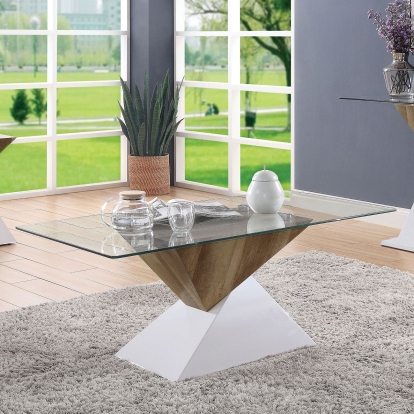 Bima White/Natural Tone Coffee Table Model FOA4746C-TABLE by Furniture of America