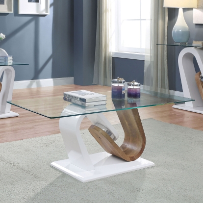 Batam White/Natural Tone Coffee Table Model FOA4748C-TABLE by Furniture of America