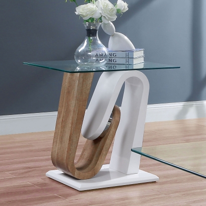 Batam White/Natural Tone End Table Model FOA4748E-TABLE by Furniture of America