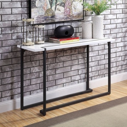 Furniture of America Izar Contemporary Lacquer Metal White-Gun Metal Sofa Table Model FOA4799S-TABLE