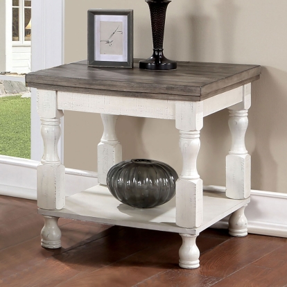 Calandra Antique White/Gray End Table Model FOA4908E by Furniture of America