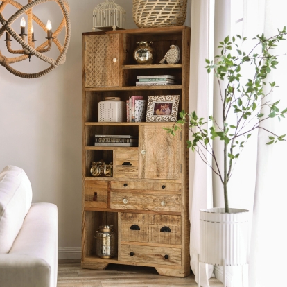 Blanchefleur Weathered Light Natural Tone Bookshelf Model FOA51008 by Furniture of America