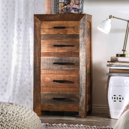 Furniture of America Galanthus Rustic Solid with Wood Weathered Natural Tone Chest Model FOA51021