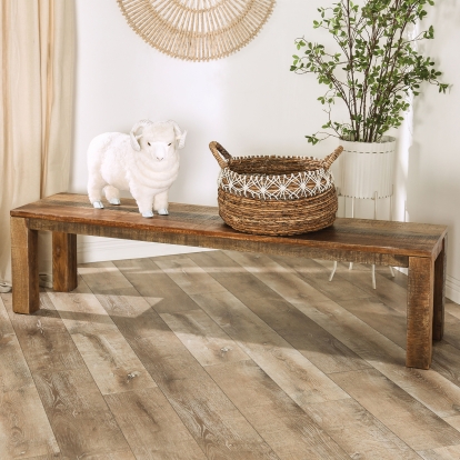 Galanthus Weathered Light Natural Tone 68"L Dining Bench Model FOA51032 by Furniture of America